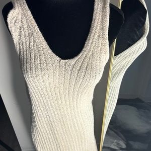 Free People Vneck Cream Sweater Dress with Split